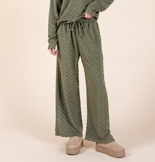 BOMBOM Tied Checkered Wide Leg Pants