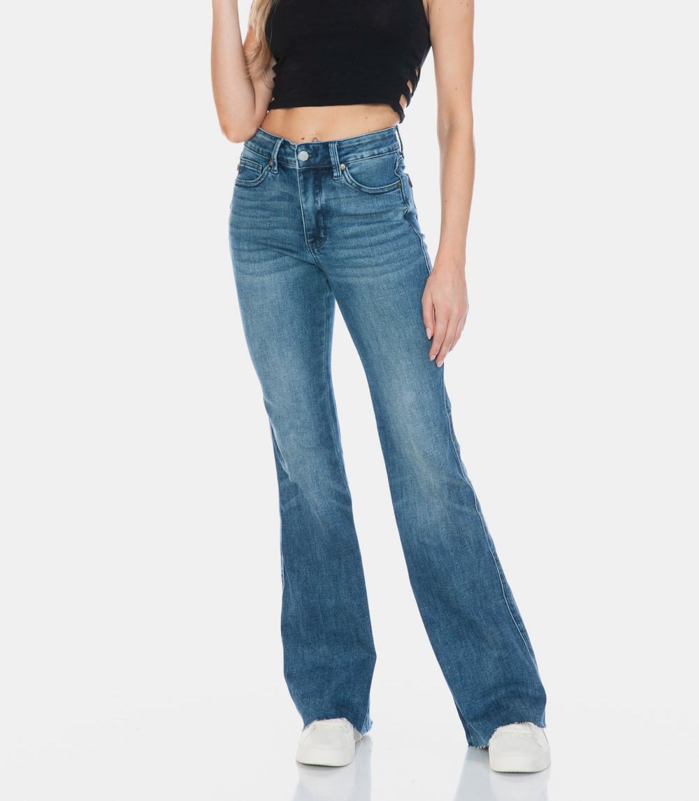 Judy Blue Tummy Control Cut Hem Flare Jeans