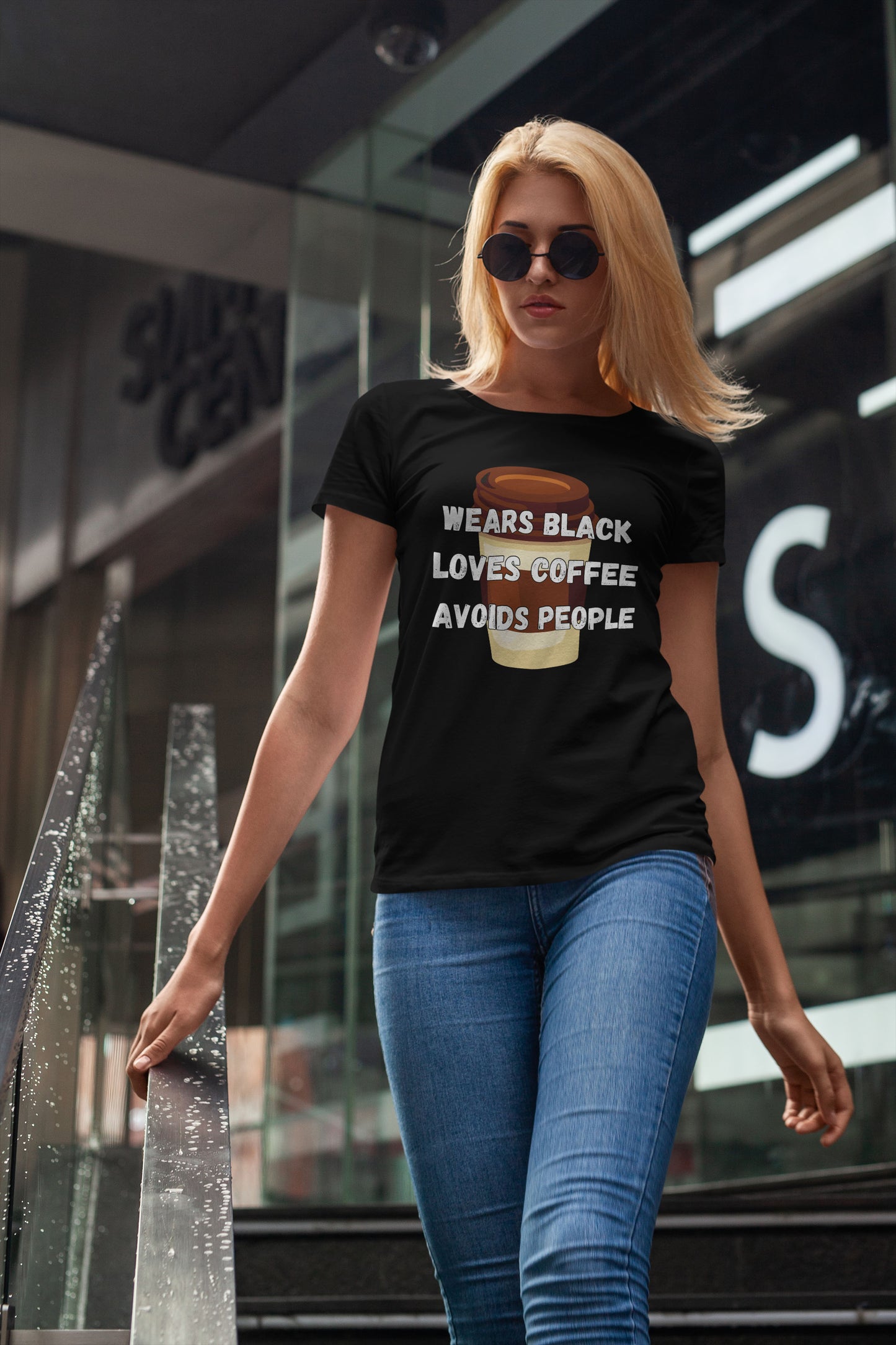 Wears Black, Loves Coffee, Avoids People Tee