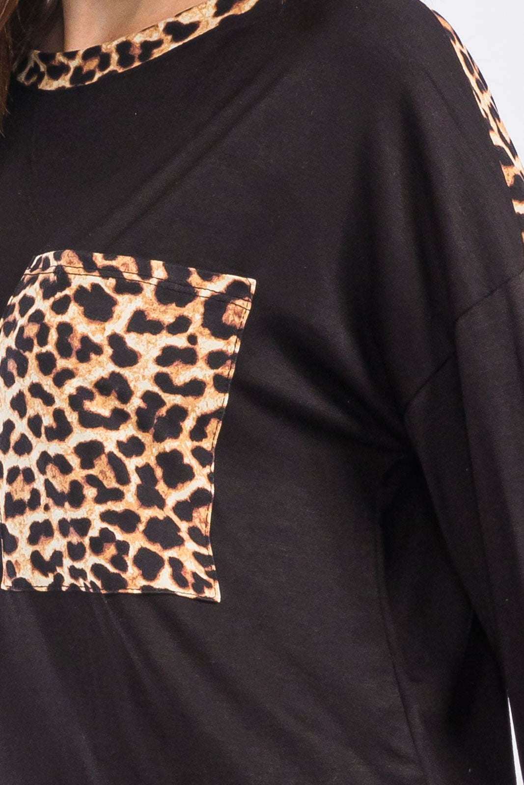 Celeste Leopard Round Neck Dropped Shoulder T-Shirt