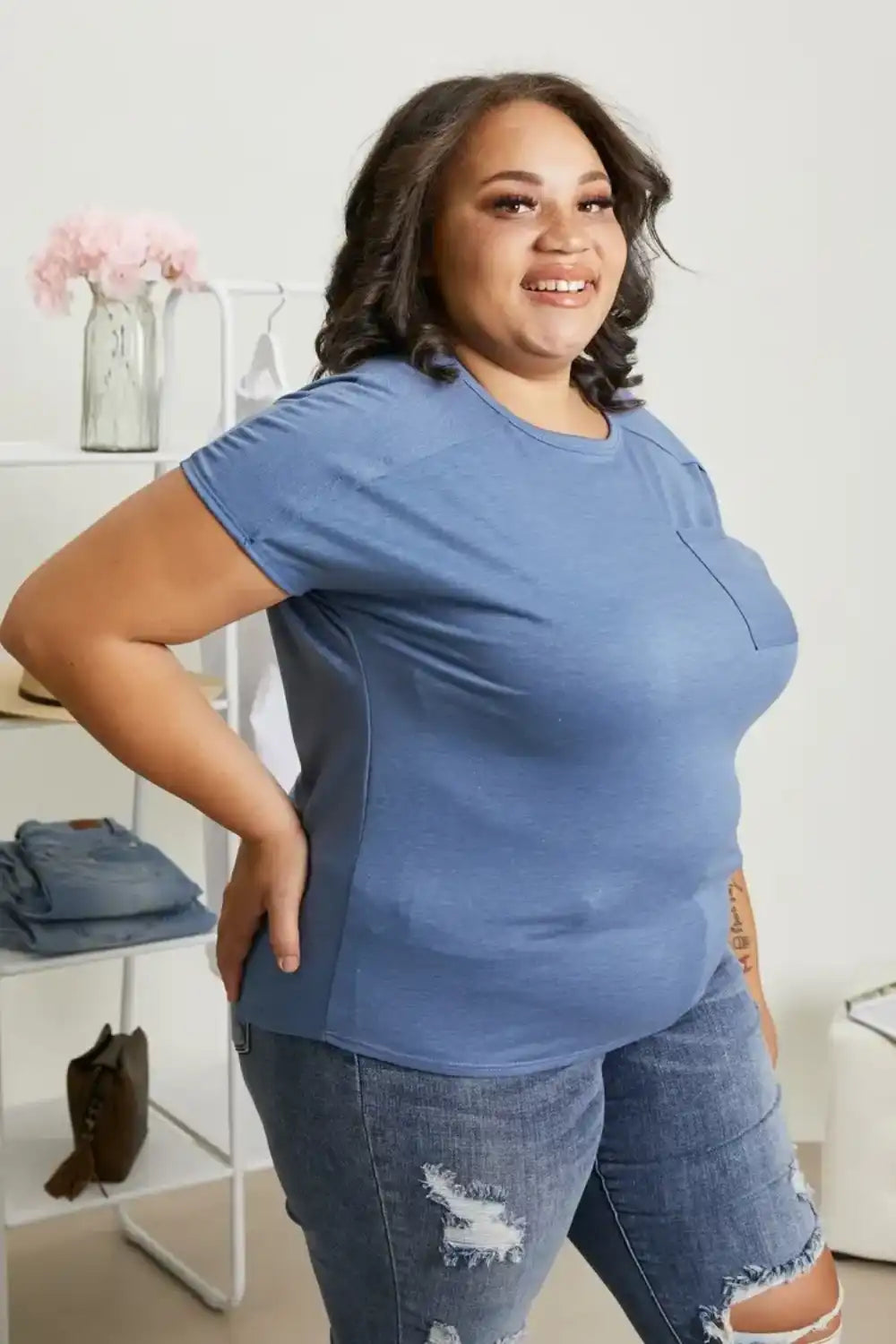 Sew In Love Exposed Seam Round Neck Short Sleeve T-Shirt