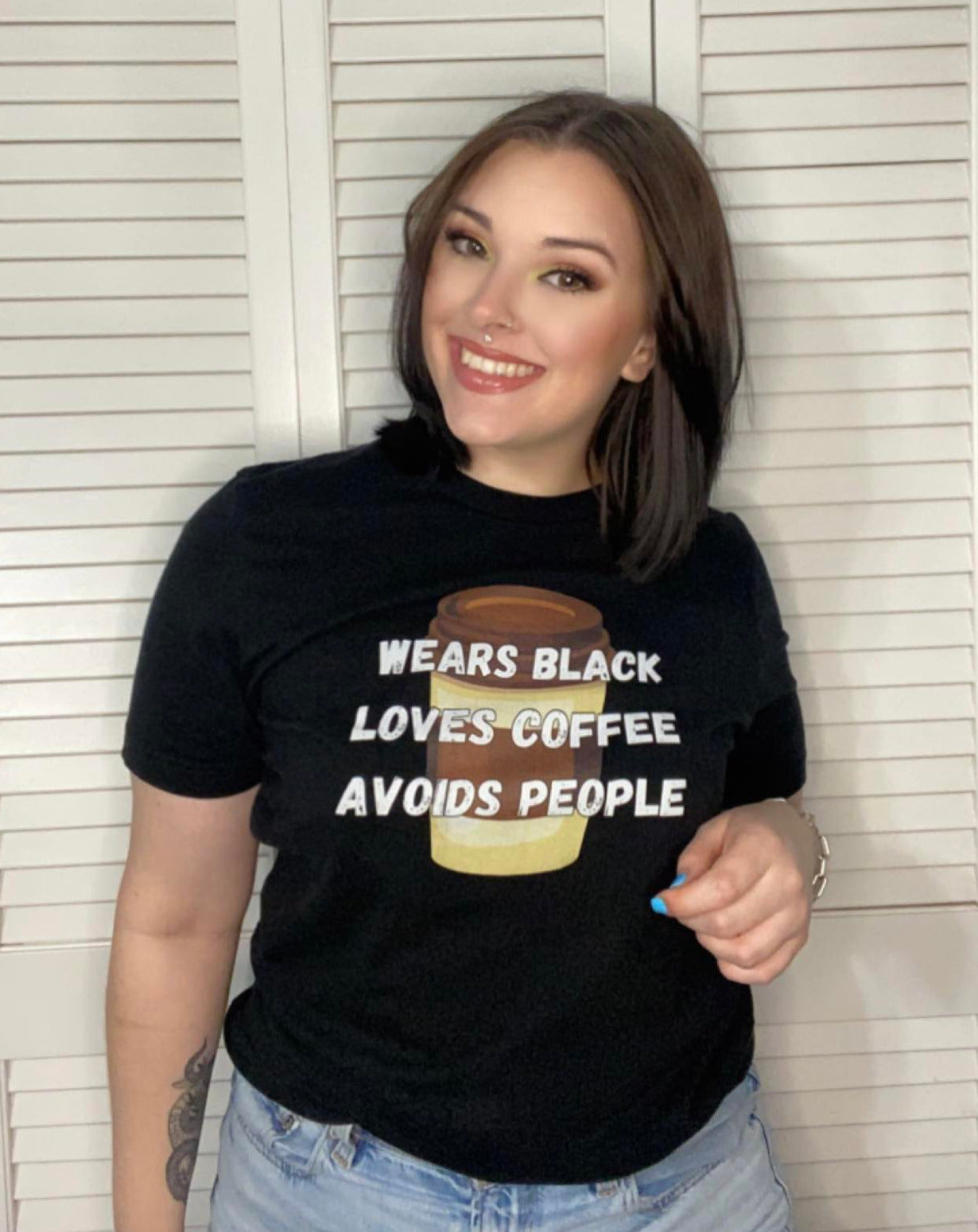 Wears Black, Loves Coffee, Avoids People Tee