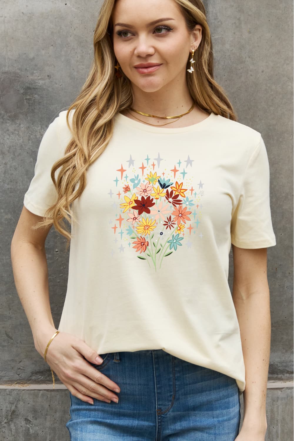Simply Love Floral Graphic Cotton Tee