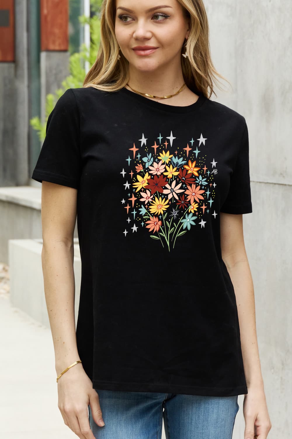 Simply Love Floral Graphic Cotton Tee