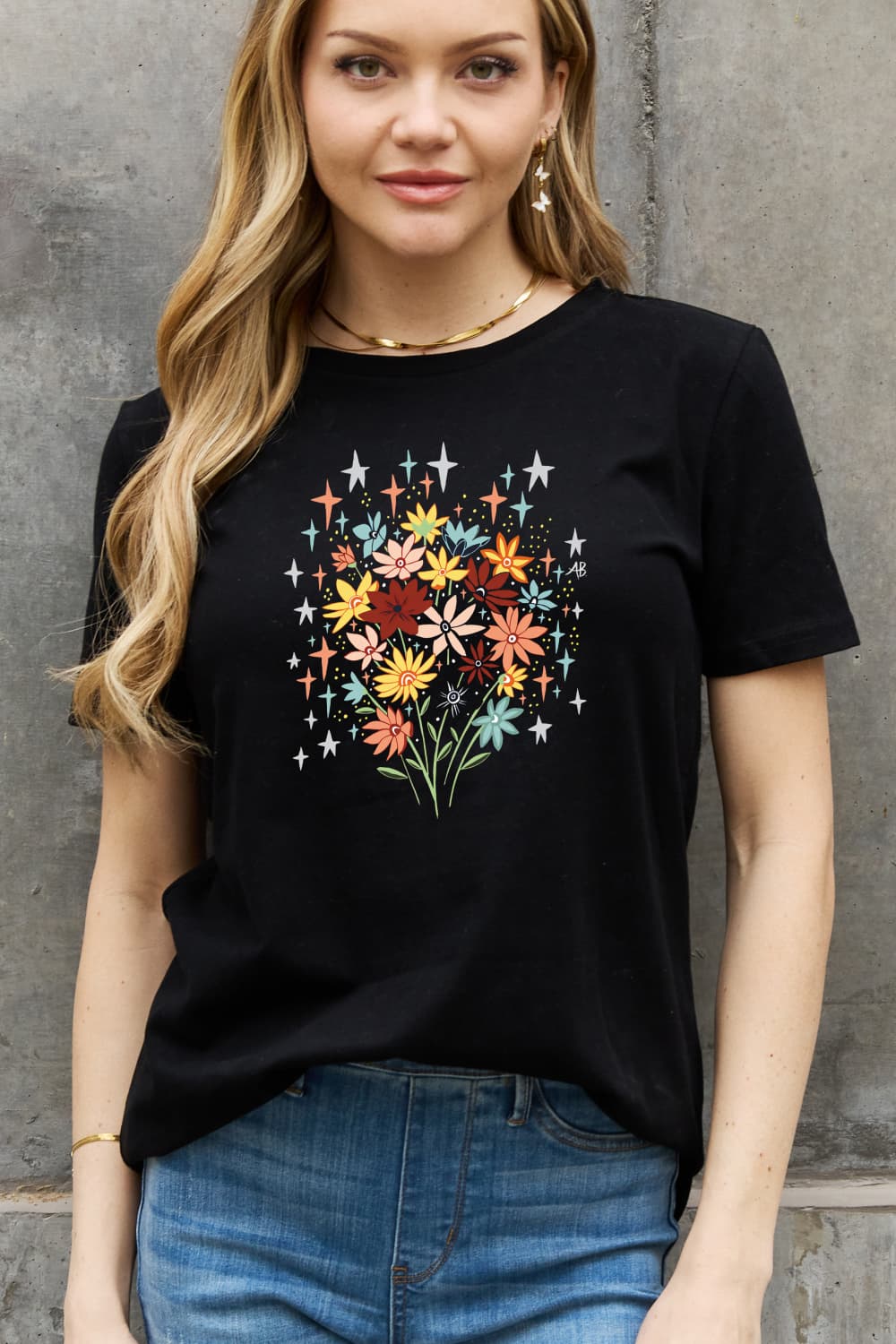 Simply Love Floral Graphic Cotton Tee