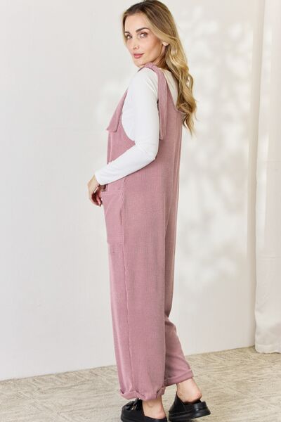 Celeste Ribbed Tie Shoulder Overalls