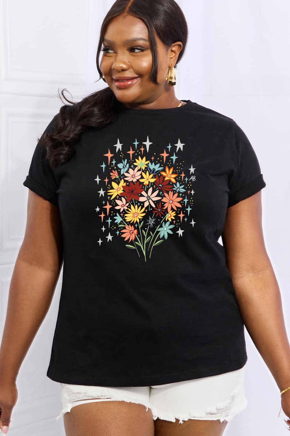 Simply Love Floral Graphic Cotton Tee