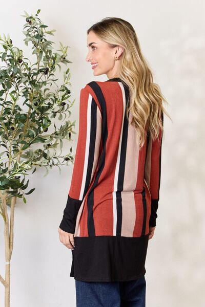 Celeste Striped Button Up Long Sleeve Cardigan