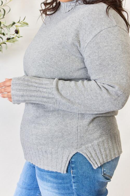 Heimish Turtleneck Long Sleeve Slit Sweater