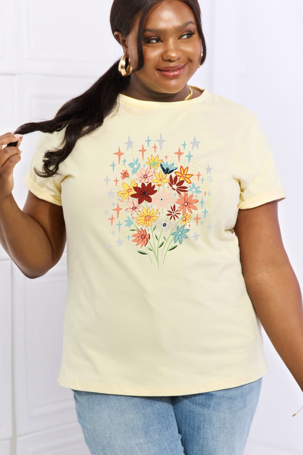 Simply Love Floral Graphic Cotton Tee