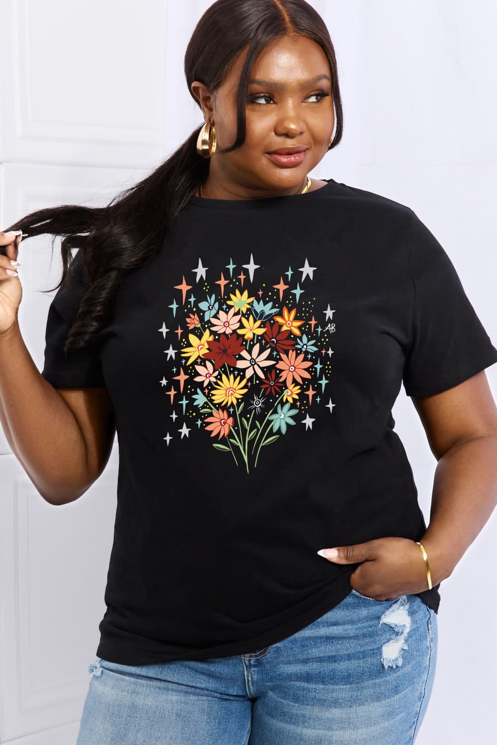Simply Love Floral Graphic Cotton Tee