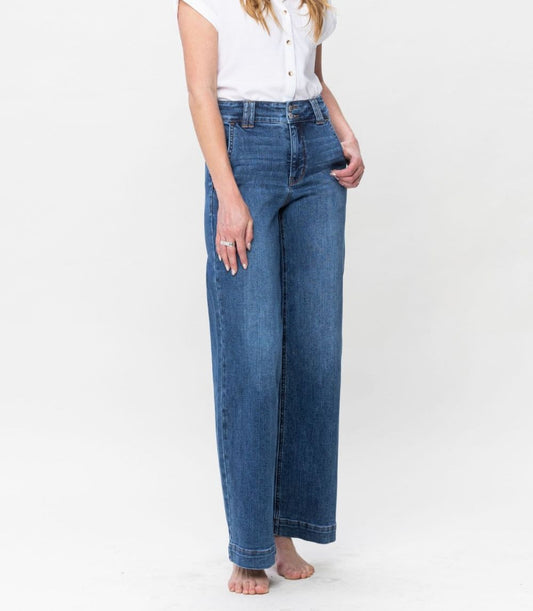 Judy Blue Double Button Wide Leg Jeans