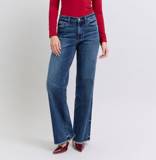 Judy Blue Raw Hem Mid Rise Jeans