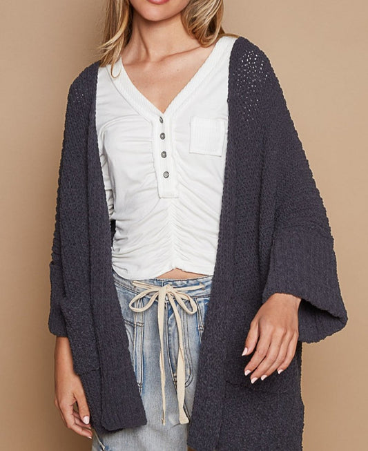 POL Open Front Sweater Cardigan with Pockets