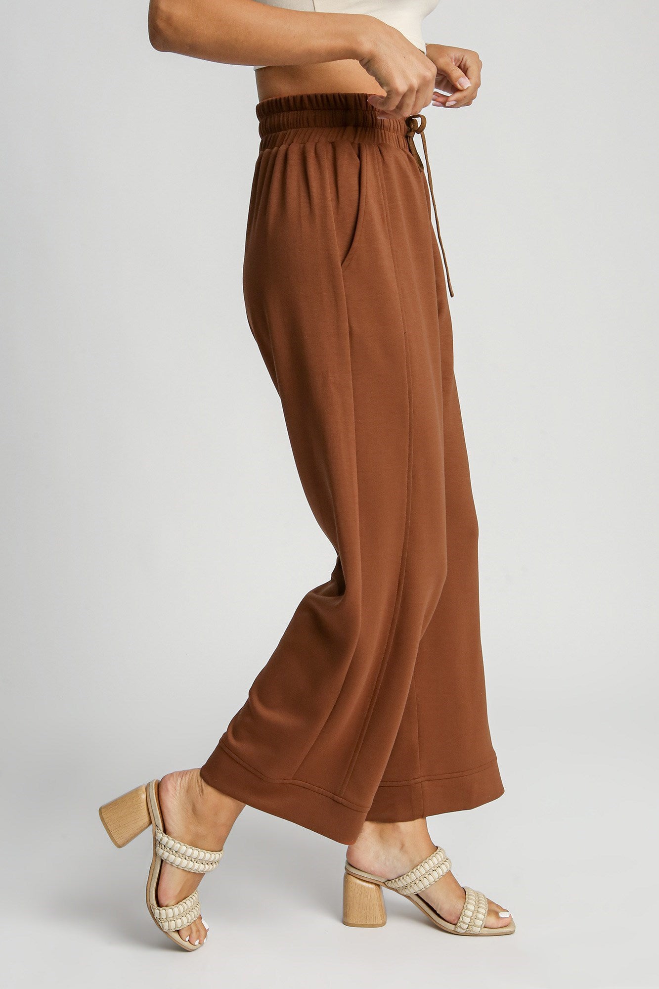 Umgee Drawstring Wide Leg Pants with Pockets