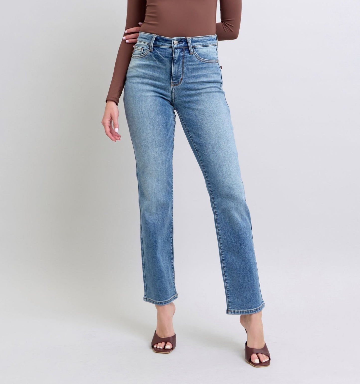 Judy Blue Wash Thermal Straight Jeans with Pockets