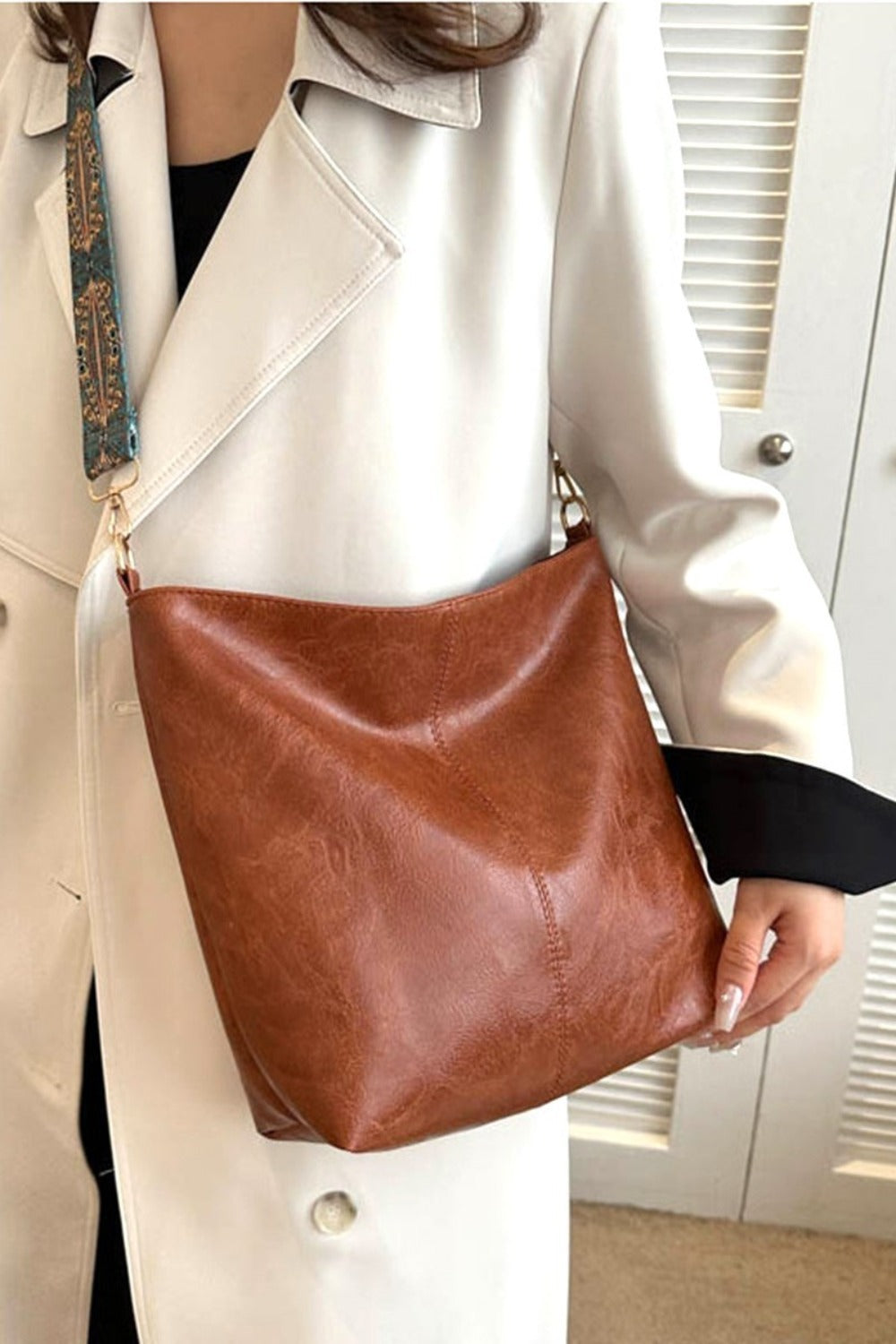 Zenana Retro Pattern Vegan Leather Crossbody Bag