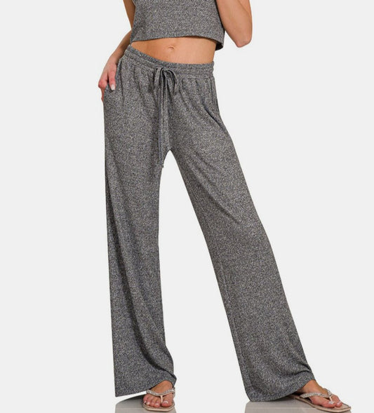 Zenana Drawstring Wide Leg Pants with Side Pockets