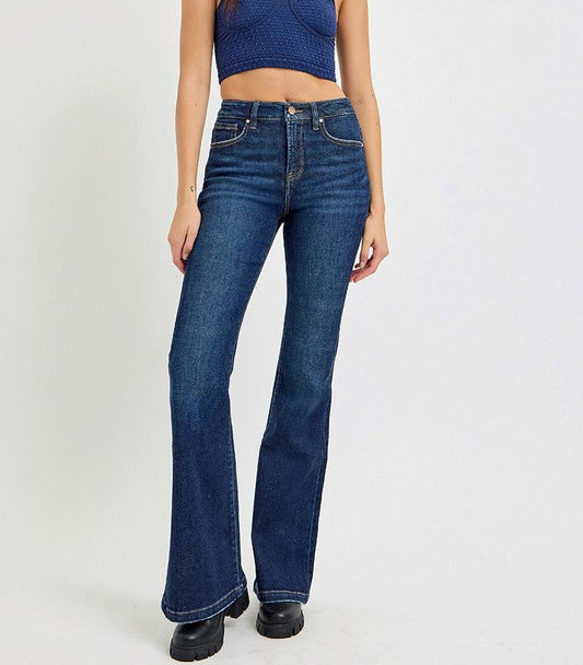 RISEN High Rise Flare Jeans with Pockets