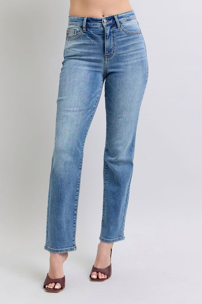 Judy Blue Wash Thermal Straight Jeans with Pockets