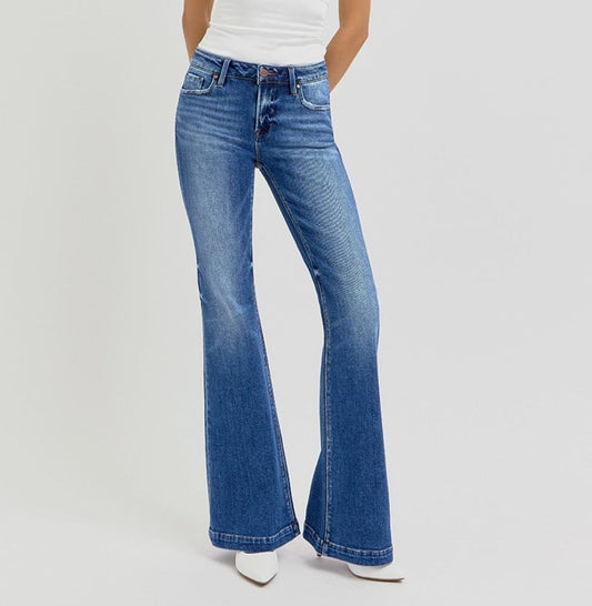 RISEN Low Rise Flare Jeans with Pockets