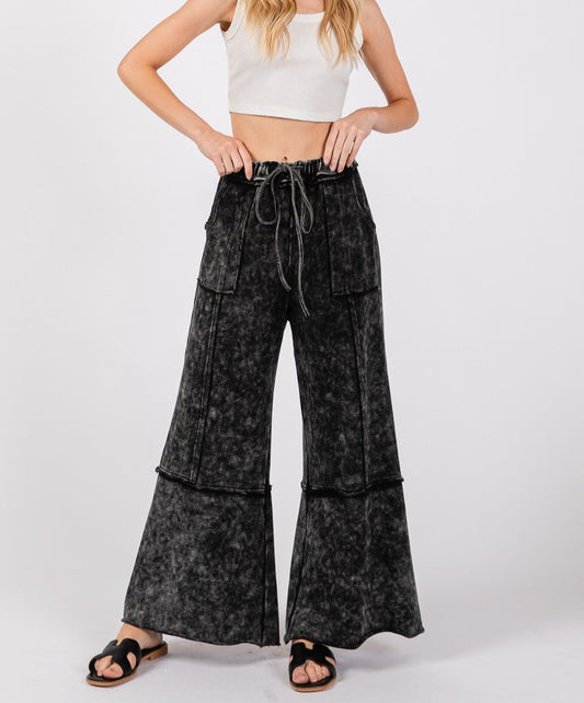 SAGE + FIG Mineral Washed Terry Wide Leg Pants