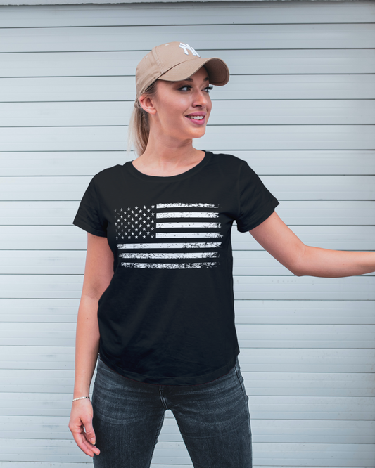 Women's Distressed Flag Graphic Tee