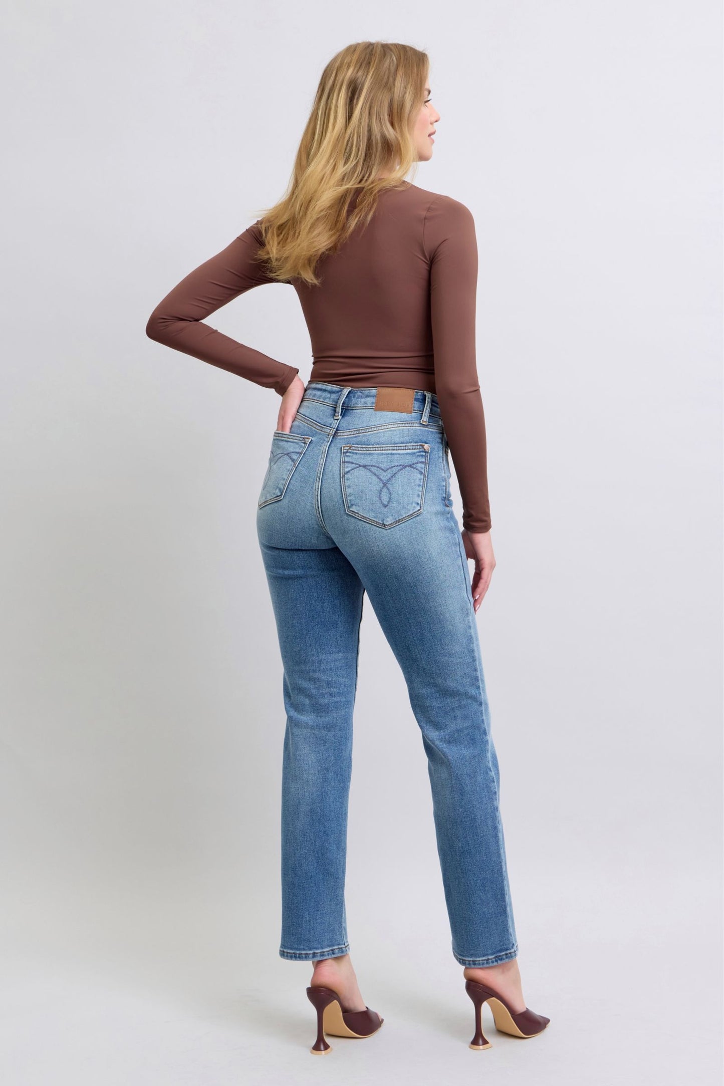 Judy Blue Wash Thermal Straight Jeans with Pockets