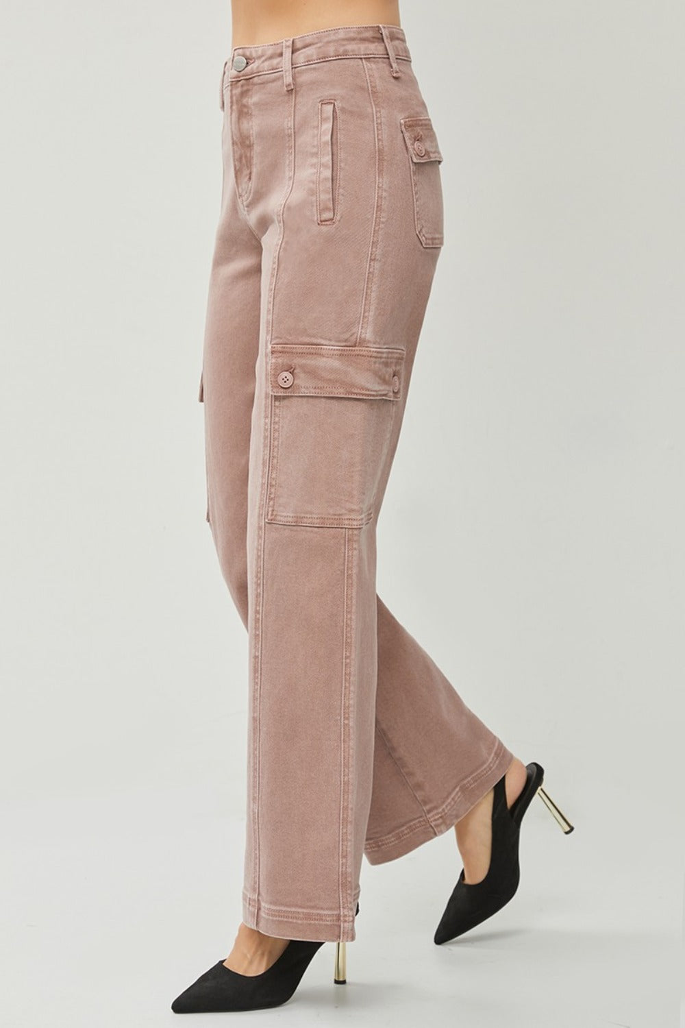 RISEN High Rise Wide Leg Cargo Jeans