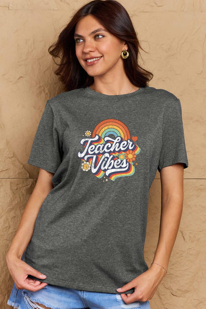Simply Love TEACHER VIBES Graphic Cotton T-Shirt