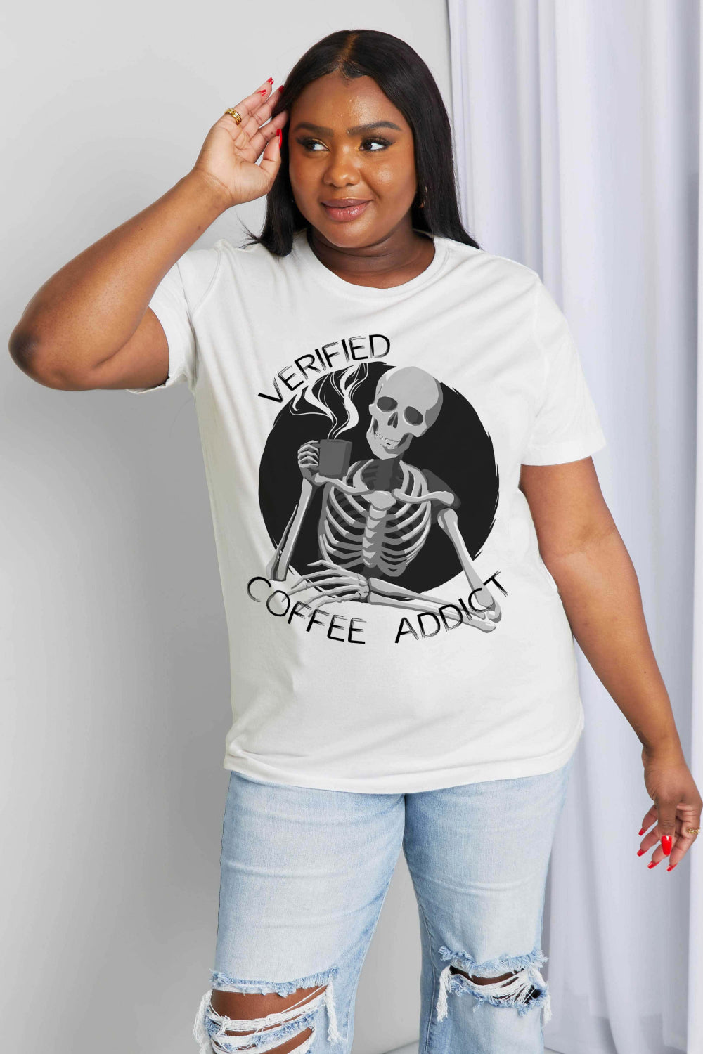 Simply Love VERIFIED COFFEE ADDICT Graphic Cotton Tee