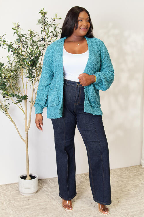 Zenana Falling For You Open Front Cardigan with Pockets