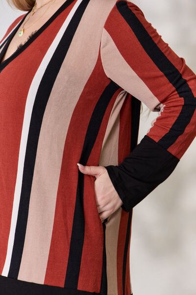 Celeste Striped Button Up Long Sleeve Cardigan