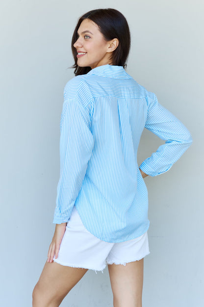 Doublju She Means Business Striped Button Down Shirt