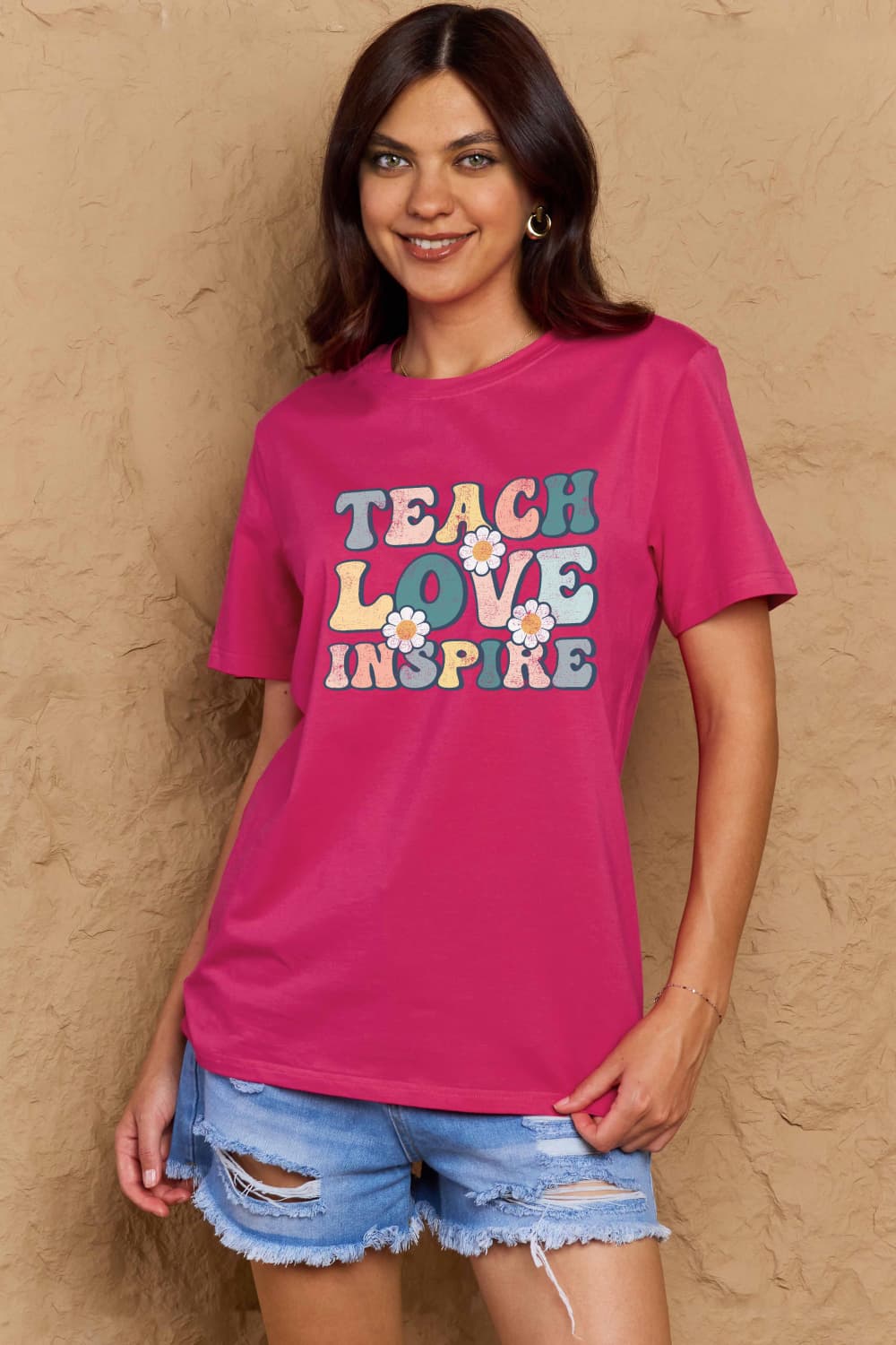 Simply Love TEACH LOVE INSPIRE Graphic Cotton T-Shirt