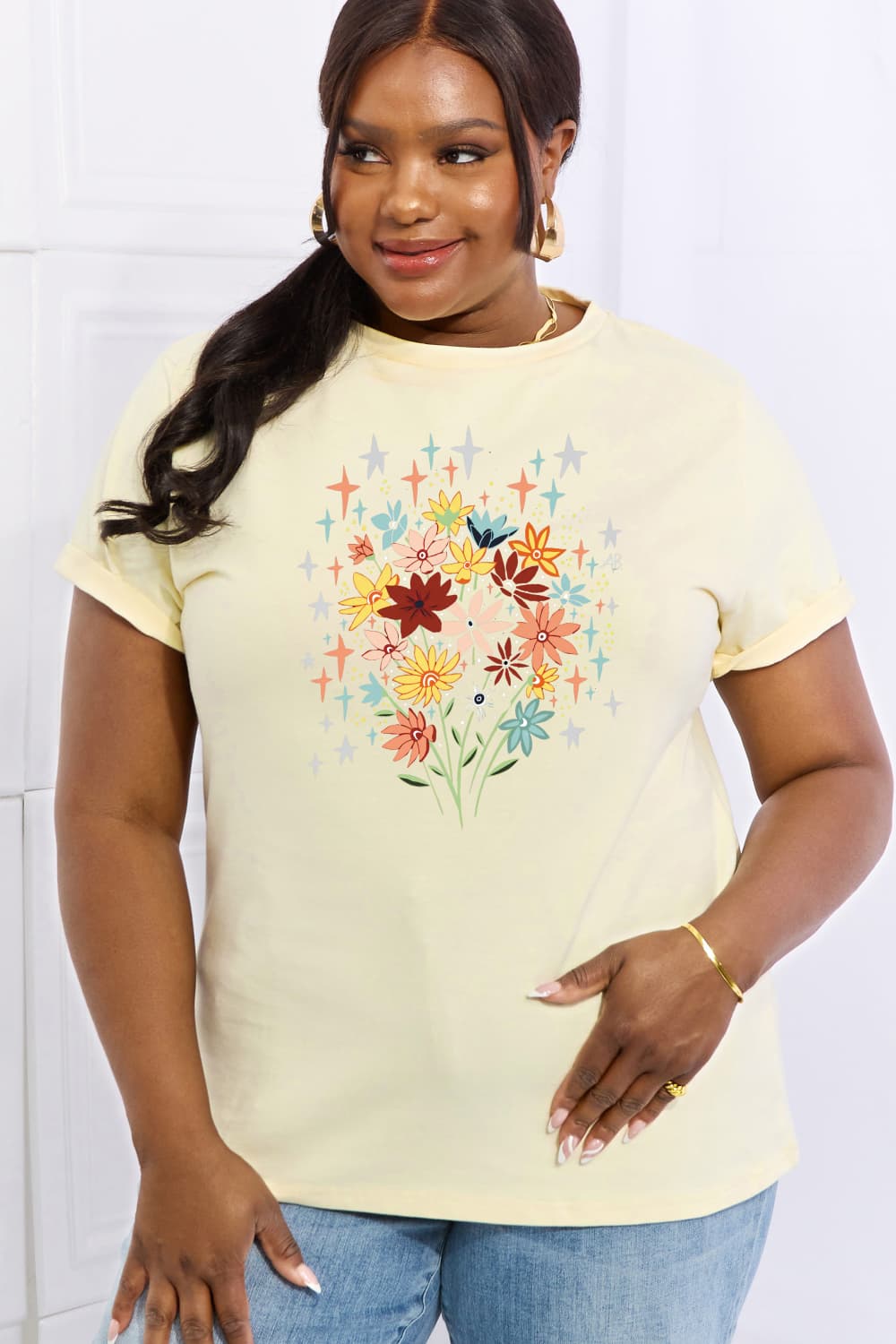 Simply Love Floral Graphic Cotton Tee