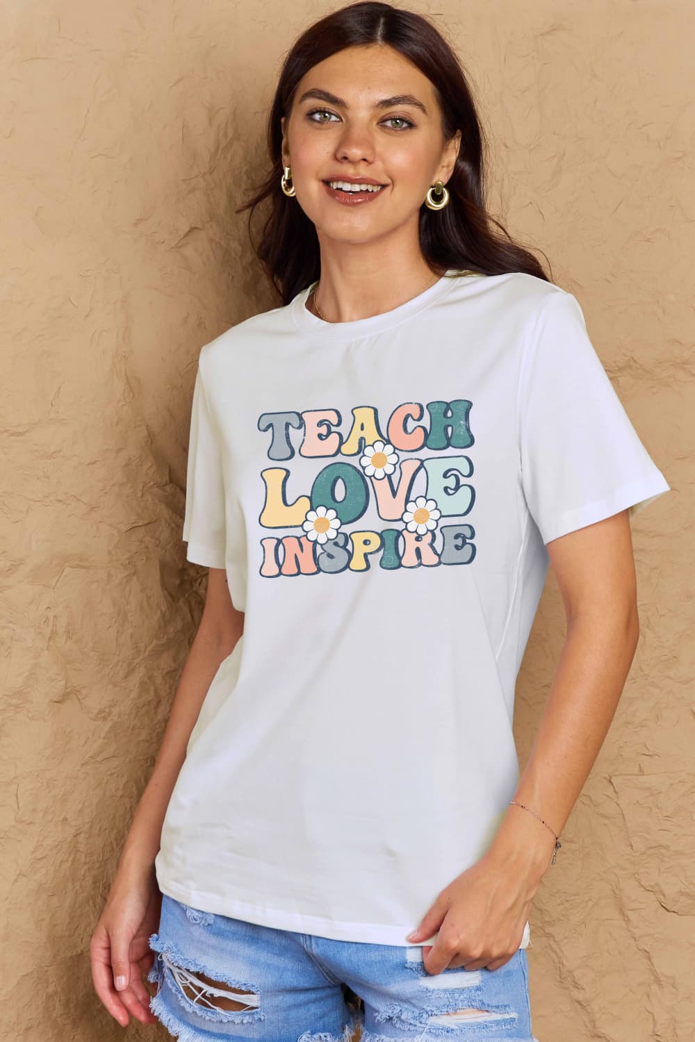 Simply Love TEACH LOVE INSPIRE Graphic Cotton T-Shirt