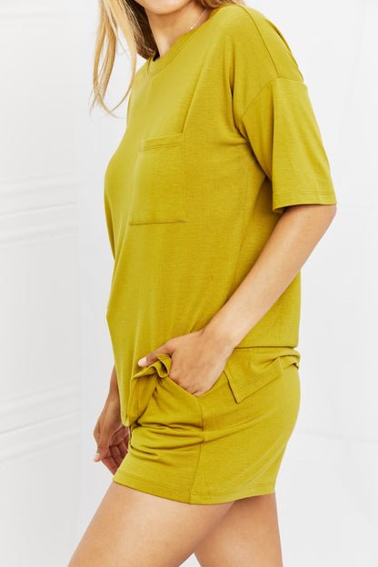 Zenana In The Moment Lounge Set in Olive Mustard