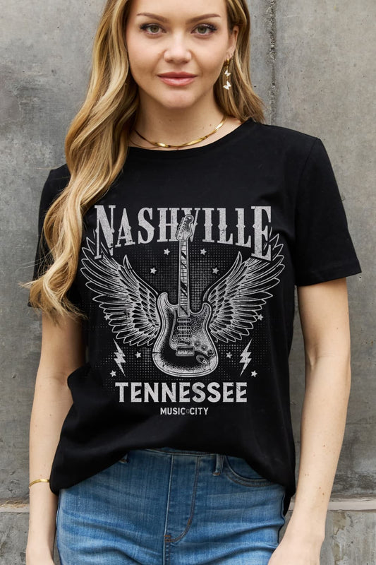 Simply Love NASHVILLE TENNESSEE MUSIC CITY Graphic Cotton Tee