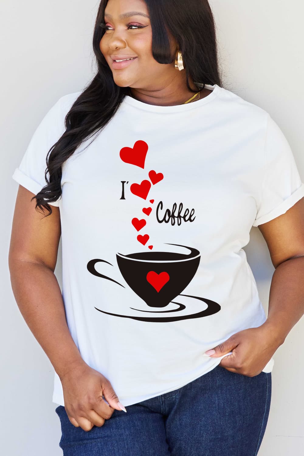 Simply Love I LOVE COFFEE Graphic Cotton Tee