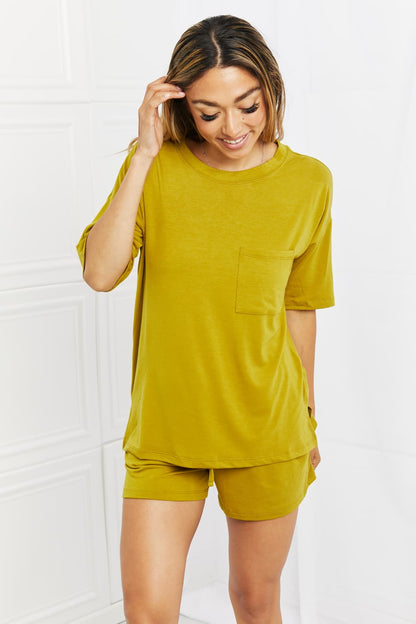 Zenana In The Moment Lounge Set in Olive Mustard