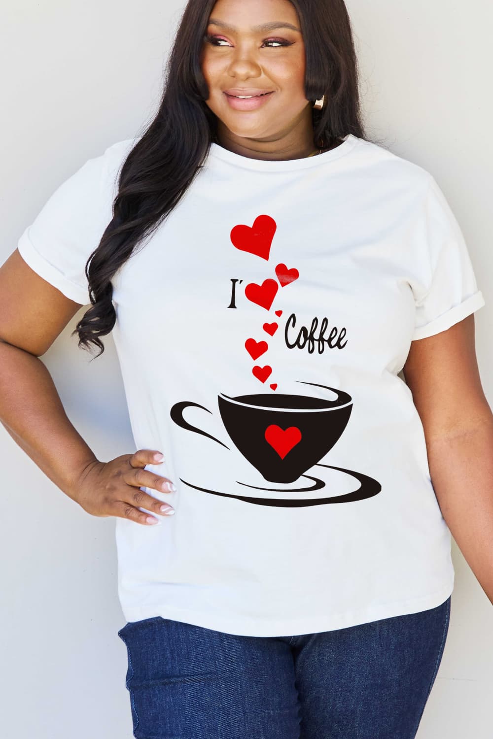 Simply Love I LOVE COFFEE Graphic Cotton Tee
