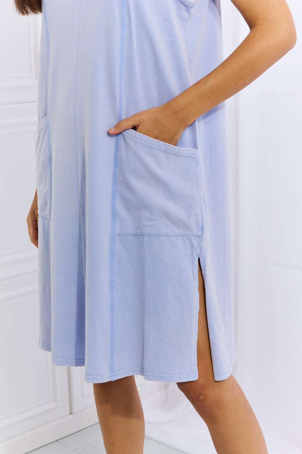 HEYSON Look Good, Feel Good Washed Sleeveless Casual Dress in Periwinkle